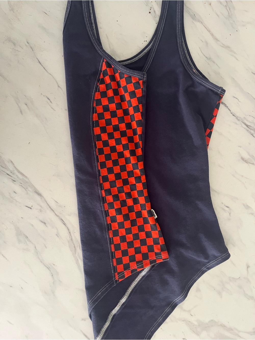 Vans Checkerboard Bodysuit Black Red Logo One Piece Tank Medium